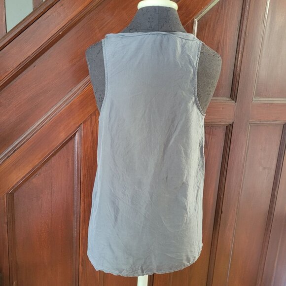 Cynthia Rowley 1X White Fringe Trim Linen Womens Blouse Top - Picture 3 of 9